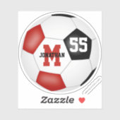 Rote schwarze Mannschaft Farben Jungs Mädchen Fußb Aufkleber (Blatt)