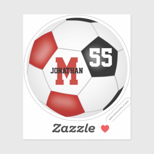 Rote schwarze Mannschaft Farben Jungs Mädchen Fußb Aufkleber (Blatt)