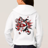Rote Schwarze Mannschaft Farben Mädchen Basketball Hoodie (Rückseite)