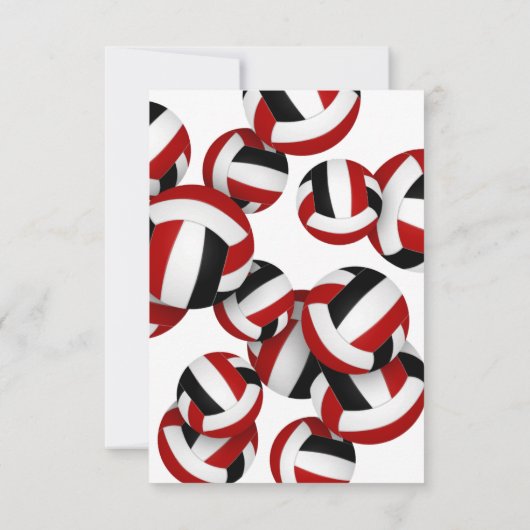 Rote schwarze Mannschaft Farben Volleyball Saison Einladung (Rückseite)