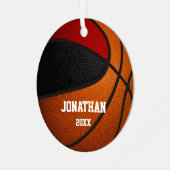 Rote Schwarze Mannschaft Jungs Basketball Ornament Aus Metall (Vorderseite links)