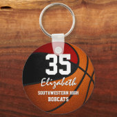 Rote Schwarze Mannschaft Mädchen Basketball Schlüsselanhänger (Rückseite)