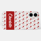 Rote schwarze moderne Herzen Retro-Monogramm-Name Case-Mate iPhone Hülle (Rückseite (Horizontal))