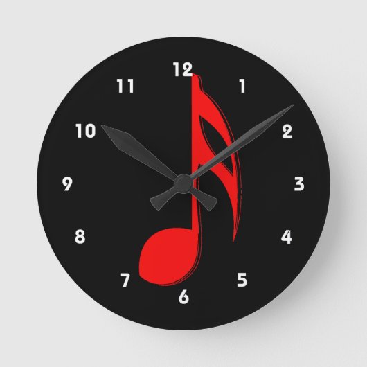 rote schwarze Musik design.png der Achtelnote Runde Wanduhr (Vorderseite)