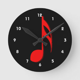 rote schwarze Musik design.png der Achtelnote Runde Wanduhr