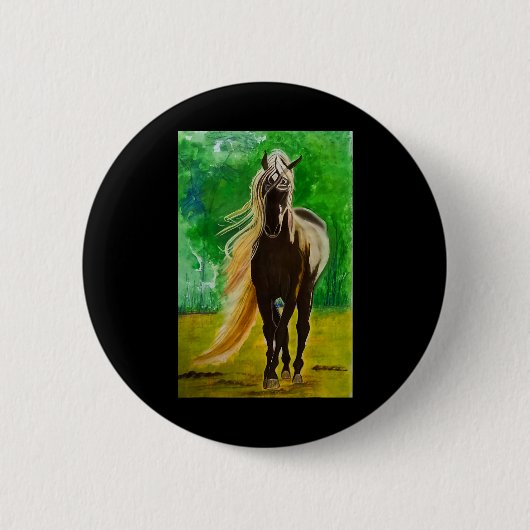 Rote Schwarze Pferde Reiten Reiten Button (Vorderseite)