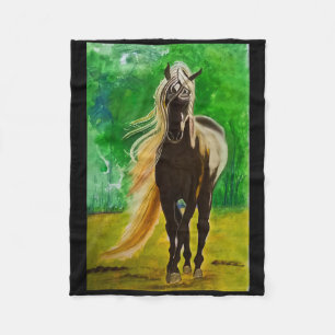 Rote Schwarze Pferde Reiten Reiten Fleecedecke