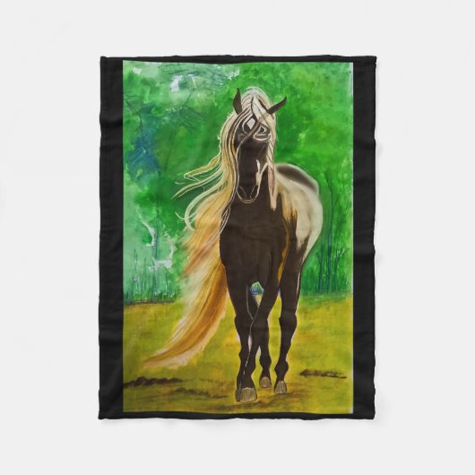 Rote Schwarze Pferde Reiten Reiten Fleecedecke (Vorderseite)