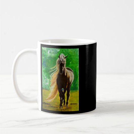 Rote Schwarze Pferde Reiten Reiten Kaffeetasse (Links)
