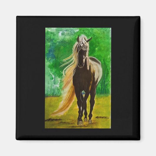 Rote Schwarze Pferde Reiten Reiten Magnet (Vorne)