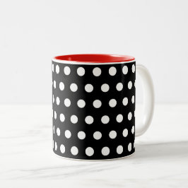 Rote schwarze Polka-Punkte Zweifarbige Tasse