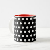 Rote schwarze Polka-Punkte Zweifarbige Tasse (Vorderseite Links)