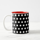 Rote schwarze Polka-Punkte Zweifarbige Tasse (Links)