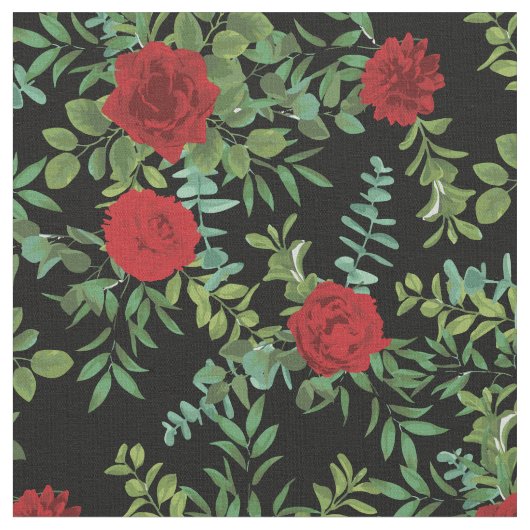 Rote schwarze Rose Blumenkohle Blume Stoff (Nahaufnahme)