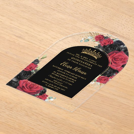 Rote schwarze Rose Blumenkohlrübe Süße 16 Arche Acryleinladungen (Ablage )