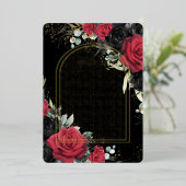 Rote schwarze Rose Floral Quinceñera Save the Date Folieneinladung (Stehend vorne)