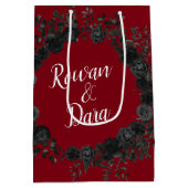Rote Schwarze Rose Gothic Wedding Mittlere Geschenktüte (Rückseite)