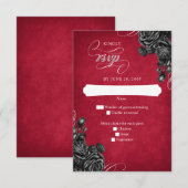 Rote Schwarze Rose Gothic Wedding RSVP Karte (Vorne/Hinten)