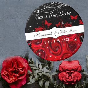 Rote Schwarze Rose Herz Termin unter Sternen speic Magnet