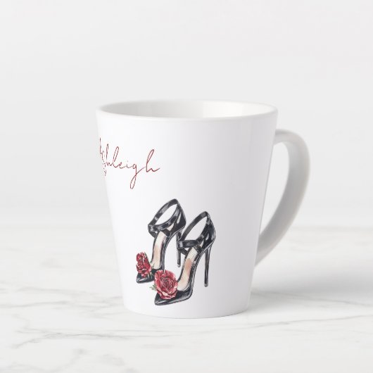 Rote schwarze Rose Milchtasse (Rechte Ecke)