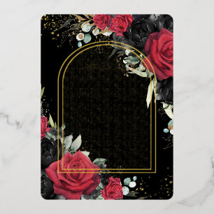 Rote schwarze Rosen Floral Quinceañera Save the Da Folieneinladung