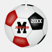 Rote Schwarze Schule Jungen Mädchen Fußball Ornament Aus Metall (Rückseite)