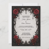 Rote schwarze Spitzen-Hochzeitseinladung Einladung (Vorderseite)