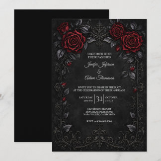Rote schwarze Spitzen-Hochzeitseinladung Einladung