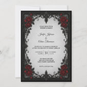 Rote schwarze Spitzen-Hochzeitseinladung Einladung (Vorderseite)