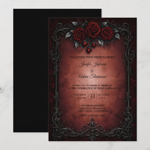 Rote schwarze Spitzen-Hochzeitseinladung Einladung