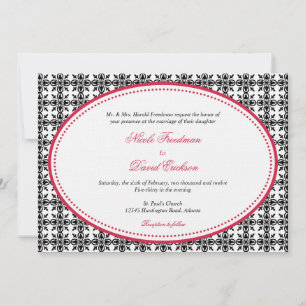Rote schwarze Spitzen Oval beaded Preppy Custom Ho Einladung