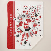 Rote schwarze Sportfußball-Stars für Mädchen Sherpadecke (Vorderseite)