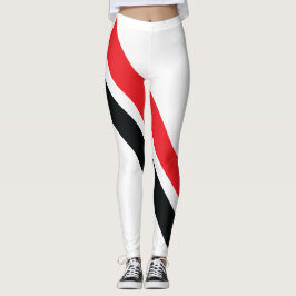 Rote/schwarze Streifen auf weißen Leggings 1
