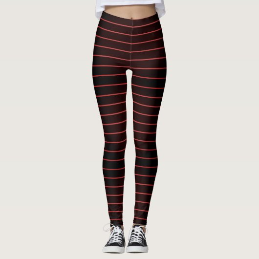 Rote schwarze Streifen, Halloween Vampire Leggings (Vorderseite)