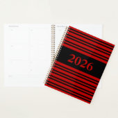 Rote schwarze Streifen Personalisieren Muster Planer (Anzeige)