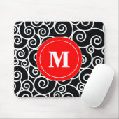 Rote schwarze Strudel-Monogramm-Mausunterlage Mousepad (Mit Mouse)