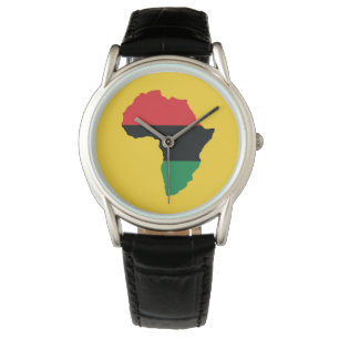 Rote, schwarze u. grüne Afrika-Flagge Armbanduhr