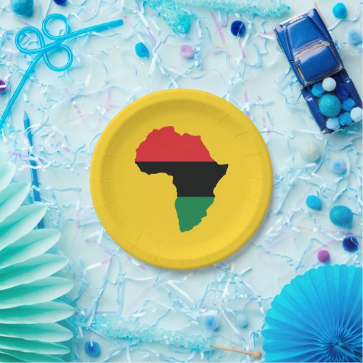 Rote, schwarze u. grüne Afrika-Flagge Pappteller (Party)