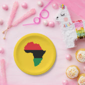 Rote, schwarze u. grüne Afrika-Flagge Pappteller (Party)