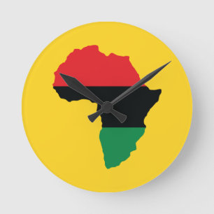Rote, schwarze u. grüne Afrika-Flagge Runde Wanduhr