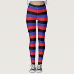 Rote, schwarze und blaue Streifen Leggings<br><div class="desc">Abstrakte digitale Kunst aus roten, schwarzen und blauen Streifen.</div>