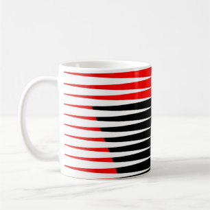 Rote, schwarze und gelbe Bilder Kaffeetasse