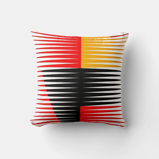 Rote, schwarze und gelbe Bilder Kissen (Vorderseite)