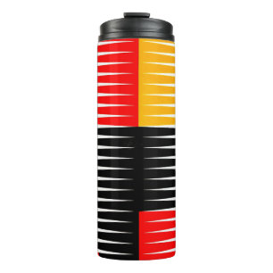 Rote, schwarze und gelbe Bilder Thermosbecher