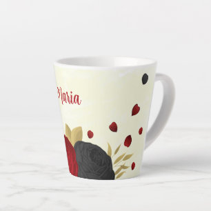 rote schwarze und goldene Blumenelemente für die H Milchtasse