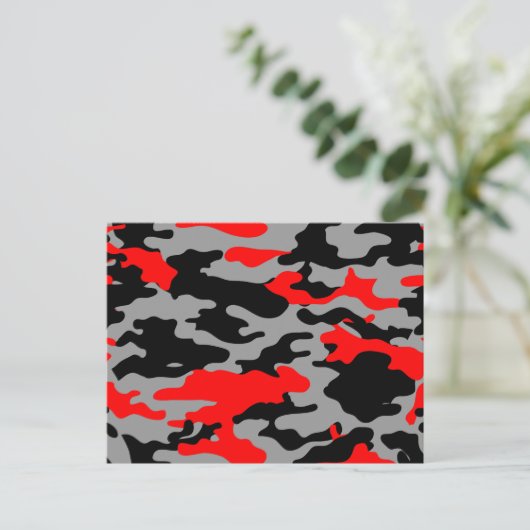 ROTE, SCHWARZE UND GRAUE CAMOUFLAGE POSTKARTE (Stehend Vorderseite)