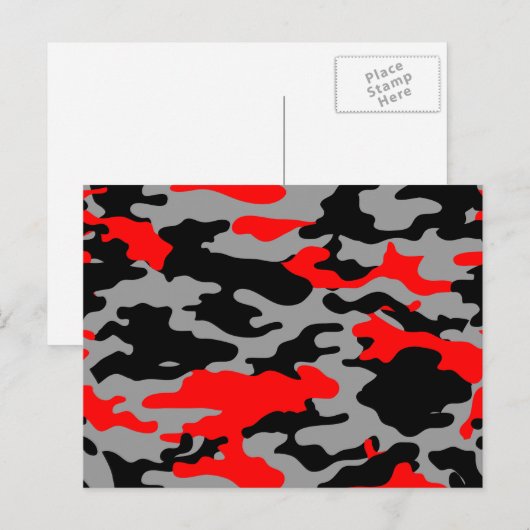 ROTE, SCHWARZE UND GRAUE CAMOUFLAGE POSTKARTE (Vorne/Hinten)