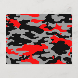 ROTE, SCHWARZE UND GRAUE CAMOUFLAGE POSTKARTE