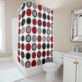 Rote, schwarze und graue Kreise Duschvorhang (Beispiel)