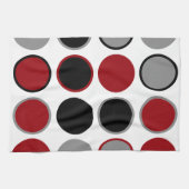 Rote, schwarze und graue Kreise Geschirrtuch (Horizontal)